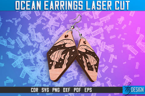 Ocean Earrings Laser Cut SVG Design | Ocean SVG | Summer SVG SVG Fly Design 