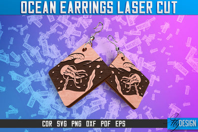 Ocean Earrings Laser Cut SVG Design | Ocean SVG | Summer SVG SVG Fly Design 