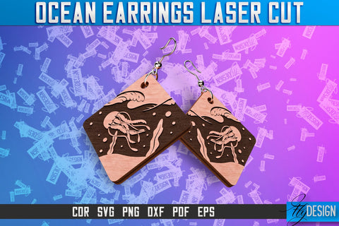 Ocean Earrings Laser Cut SVG Design | Ocean SVG | Summer SVG SVG Fly Design 