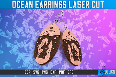 Ocean Earrings Laser Cut SVG Design | Ocean SVG | Summer SVG SVG Fly Design 