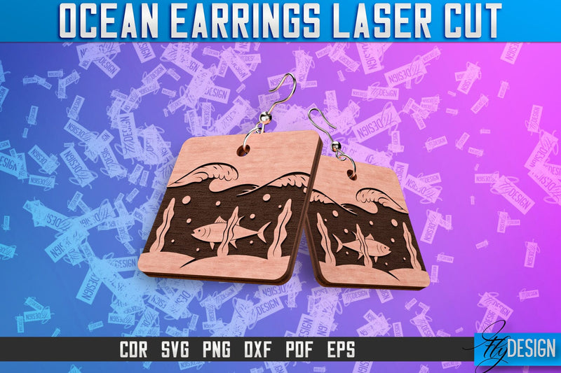 Ocean Earrings Laser Cut SVG Design | Ocean SVG | Summer SVG SVG Fly Design 