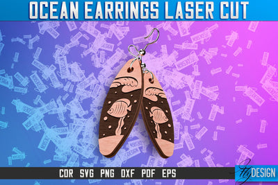 Ocean Earrings Laser Cut SVG Design | Ocean SVG | Summer SVG SVG Fly Design 