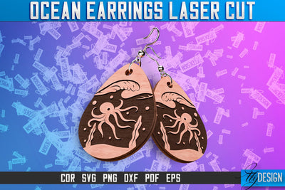 Ocean Earrings Laser Cut SVG Design | Ocean SVG | Summer SVG SVG Fly Design 