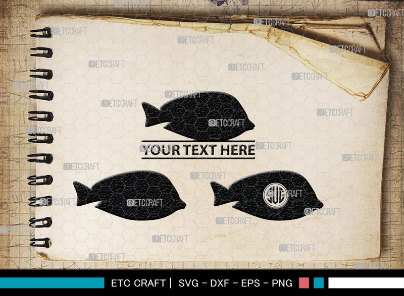 Ocean Fish Monogram, Ocean Fish Silhouette, Ocean Fish SVG, Ocean Svg ...