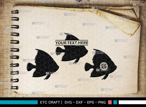 Ocean Fish Monogram, Ocean Fish Silhouette, Ocean Fish SVG, Ocean Svg, Fish Svg, Sea Fish Svg, Sea Svg, SB00295 SVG ETC Craft 