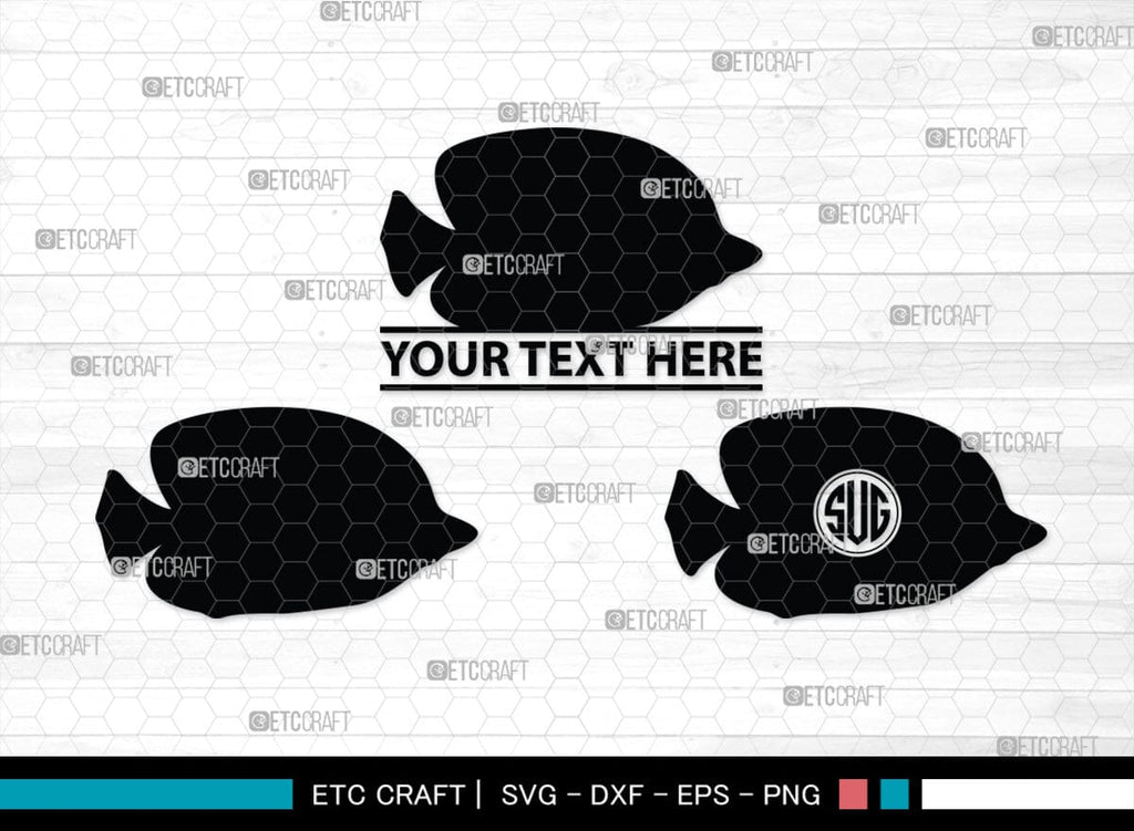 Ocean Fish Monogram, Ocean Fish Silhouette, Ocean Fish SVG, Ocean Svg ...