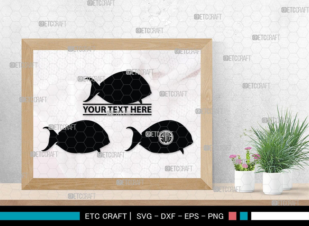 Ocean Fish Monogram, Ocean Fish Silhouette, Ocean Fish SVG, Ocean Svg ...