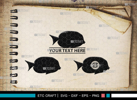 Ocean Fish Monogram, Ocean Fish Silhouette, Ocean Fish SVG, Ocean Svg, Fish Svg, Sea Fish Svg, Sea Svg, SB00295 SVG ETC Craft 