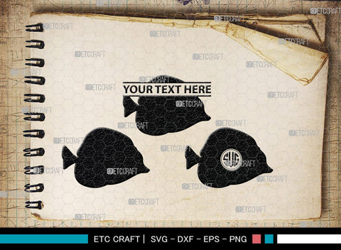 Ocean Fish Monogram, Ocean Fish Silhouette, Ocean Fish SVG, Ocean Svg, Fish Svg, Sea Fish Svg, Sea Svg, SB00295 SVG ETC Craft 