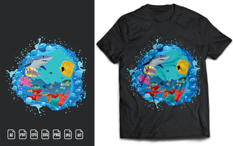 Ocean Fish Underwater SVG T-Shirt Design SVG naemmiah021 