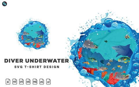 Ocean Fish Underwater SVG T-Shirt Design SVG naemmiah021 