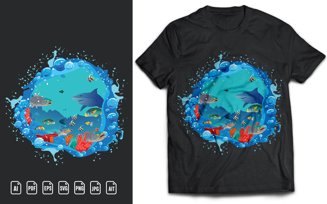 Ocean Fish Underwater SVG T-Shirt Design SVG naemmiah021 