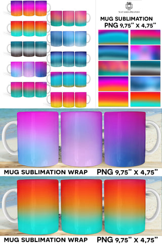 Ocean Gradient Mug Sublimation Wrap Designs Sublimation Natasha Prando 