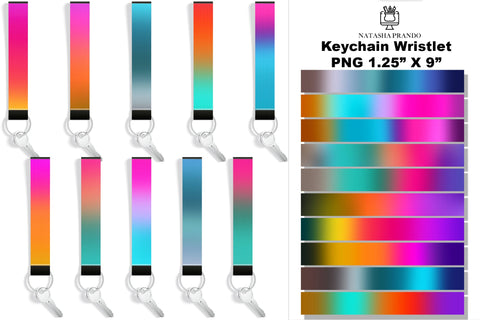 Ocean Gradient Wristlet Keychain Bundle Sublimation Natasha Prando 