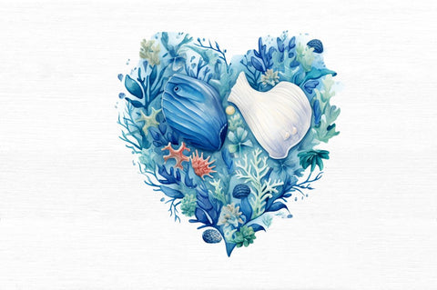 Ocean Heart Watercolor Sublimation Clipart Sublimation Regulrcrative 