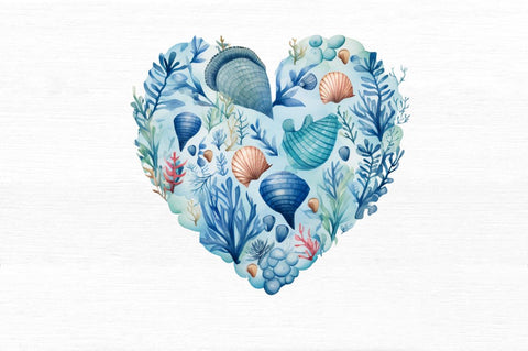 Ocean Heart Watercolor Sublimation Clipart Sublimation Regulrcrative 