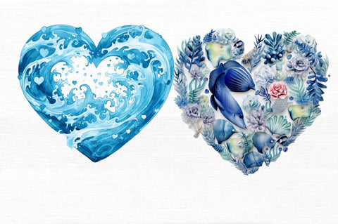 Ocean Heart Watercolor Sublimation Clipart Sublimation Regulrcrative 