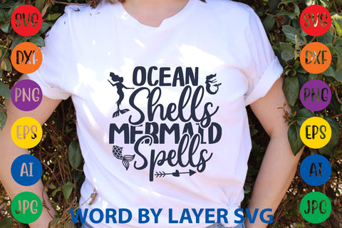 Ocean Shells Mermaid Spells, Mermaid SVG Design SVG Rafiqul20606 