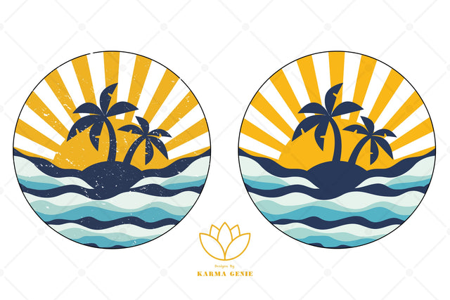 Ocean Sunrise - Retro Tropical Beach Graphic Elements SVG Karma Genie Graphics 