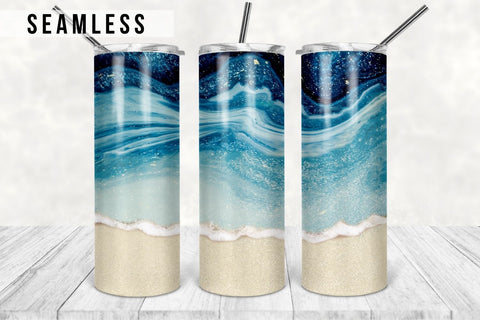 Ocean Tumbler Designs Png, Beach 20oz Skinny Tapered & Straight Seamless Tumbler Sublimation, Waterslide Design PNG Sublimation TumblersByPhill 