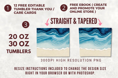 Ocean Tumbler Designs Png, Beach 20oz Skinny Tapered & Straight Seamless Tumbler Sublimation, Waterslide Design PNG Sublimation TumblersByPhill 