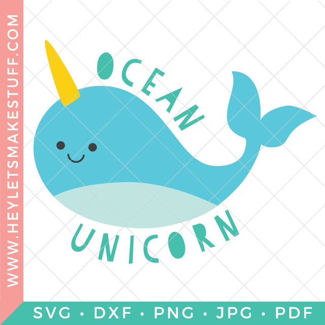 "Ocean Unicorn" Narwhal SVG Hey Let's Make Stuff 