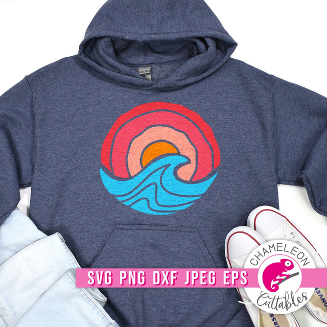 Ocean Wave Retro svg png dxf eps jpeg SVG Chameleon Cuttables 