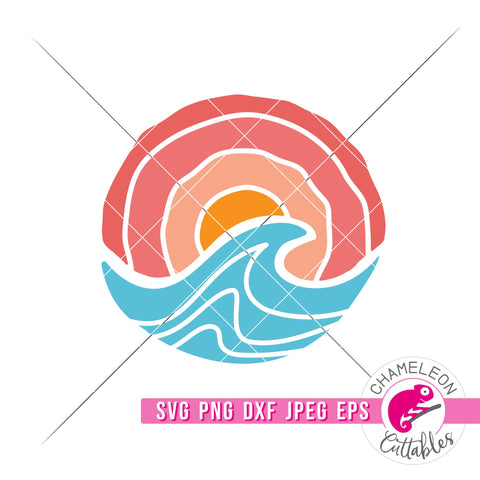 Ocean Wave Retro svg png dxf eps jpeg SVG Chameleon Cuttables 