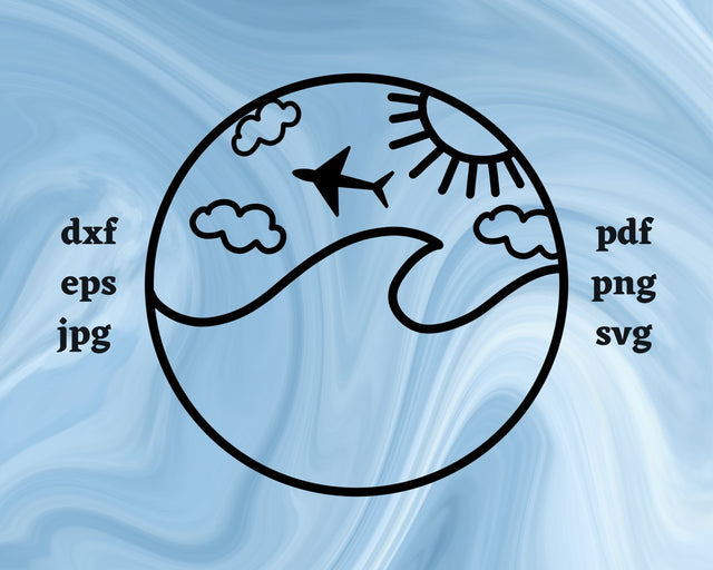 Ocean Waves and Plane SVG Cut File SVG Northern Light SVG 