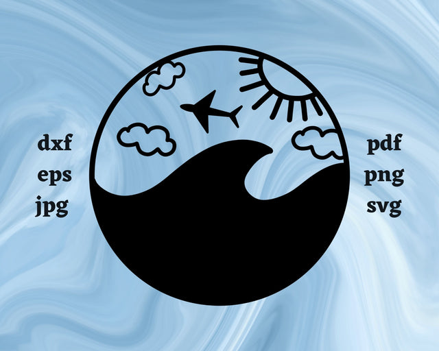 Ocean Waves and Plane SVG Cut File SVG Northern Light SVG 