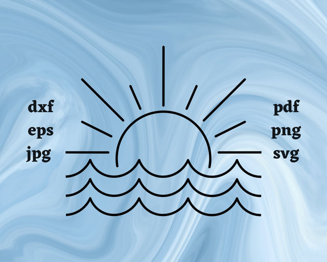 Ocean Waves and Sun SVG Cut File SVG Northern Light SVG 