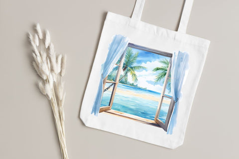 Ocean Window Watercolor clipart Sublimation Regulrcrative 