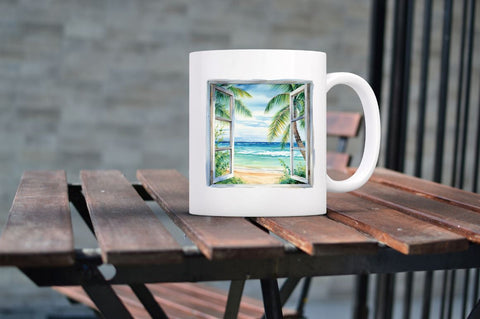 Ocean Window Watercolor clipart Sublimation Regulrcrative 