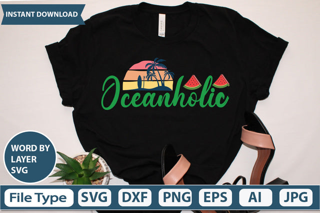 Oceanholic Svg Cut File,SVGs,quotes-and-sayings,food-drink,mini-bundles,print-cut,on-sale, SVG DesignPlante 503 