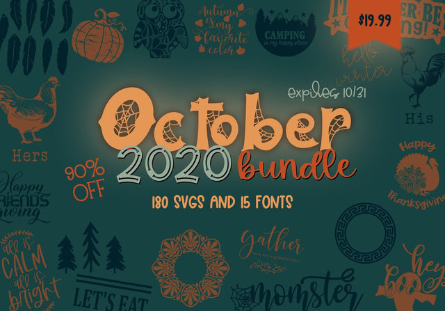 October 2020 SVG and Fonts Bundle Bundle So Fontsy Design Shop 