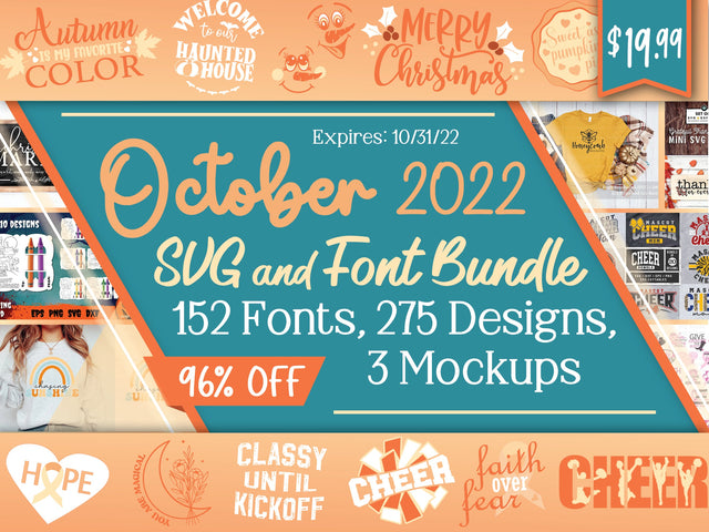 October 2022 SVG and Font Bundle Bundle So Fontsy Design Shop 