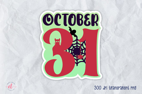 October 31 PNG, Printable Halloween Sticker Sublimation CraftLabSVG 