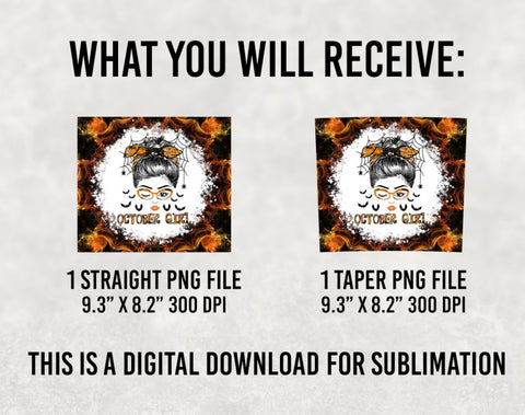 October Girlr Messy Bun Glasses Tumbler, October Girl Tumbler, October Birthday Skiny Tumbler, Fall Birthday Gift Ideas for Women, Halloween Tumbler SVG BOO-design 