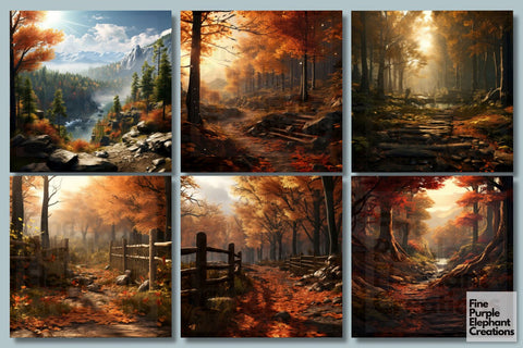 October Maple Forest | Halloween Digital Pattern Fine Purple Elephant Creations 