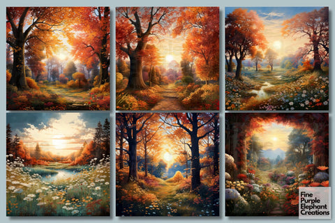 October Maple Meadow | Halloween Digital Pattern Fine Purple Elephant Creations 