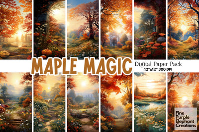 October Maple Meadow | Halloween Digital Pattern Fine Purple Elephant Creations 