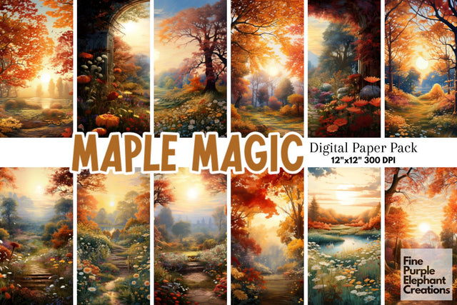 October Maple Meadow | Halloween Digital Pattern Fine Purple Elephant Creations 