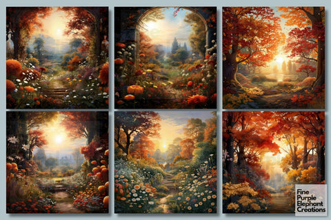 October Maple Meadow | Halloween Digital Pattern Fine Purple Elephant Creations 
