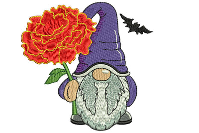 October Marigold Gnome Embroidery Design, Month Flower Embroidery Embroidery/Applique DESIGNS NextEmbroidery 