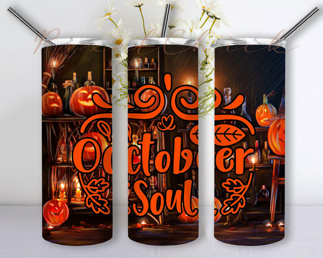 October Soul Pumpkin Tumbler, Halloween Pumkins Tumbler Wrap, Pumpkin Halloween Sublimation Design PNG Sublimation Design Sublimation PixelChick 