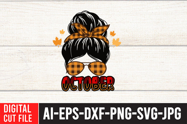 October Sublimation Design SVG BlackCatsMedia 