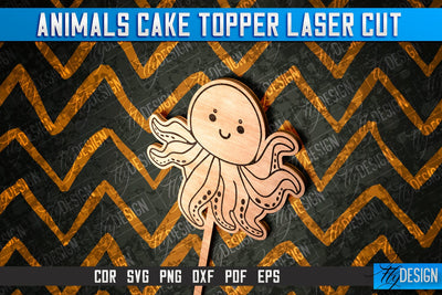 Octopus Cake Topper Laser Cut SVG Design | Laser Cut Design SVG Fly Design 