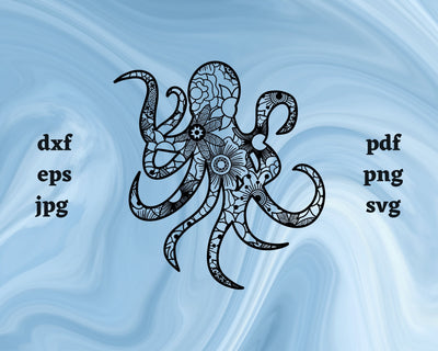 Octopus Mandala SVG Cut File SVG Northern Light SVG 