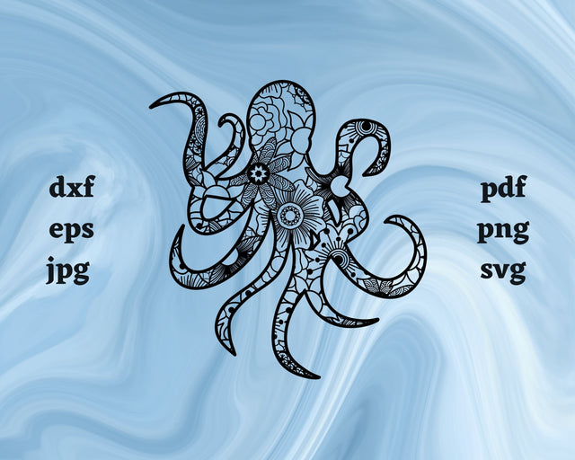 Octopus Mandala SVG Cut File SVG Northern Light SVG 