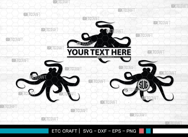 Octopus Monogram, Octopus Silhouette, Octopus SVG, Squid Svg, Kraken Svg, Octopus Tentacles Svg, Sea Animal Svg, SB00296 SVG ETC Craft 